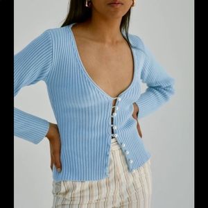 Musier Paris Clara Cardigan In Baby Blue 34